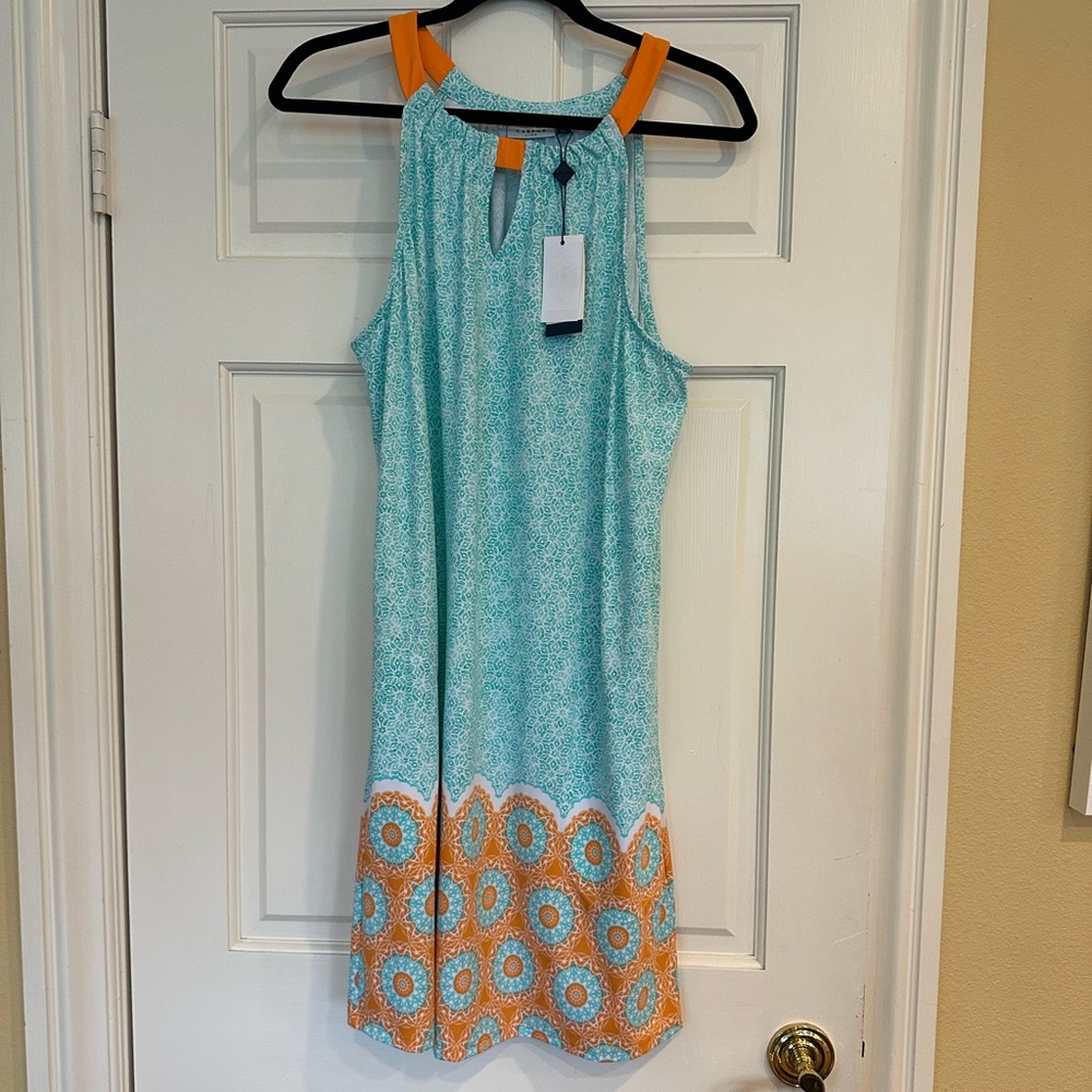 Cabana Life Aqua and Tangerine Floral Mini Dress